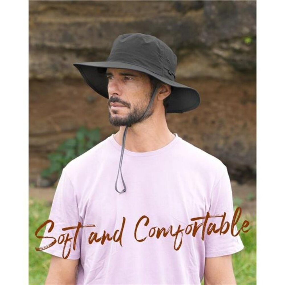 Mens Wide Brim Bucket Hat UV Protection Packable Fishing Hiking Sun Hat - Picture 3 of 6